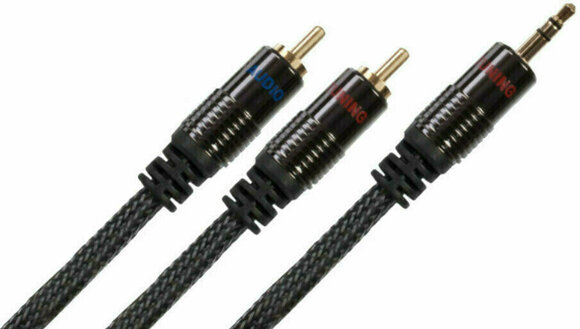 Hi-Fi AUX-kabel Audio Tuning 2 RCA - Klinke 3,5mm 1 m Zwart Hi-Fi AUX-kabel - 1