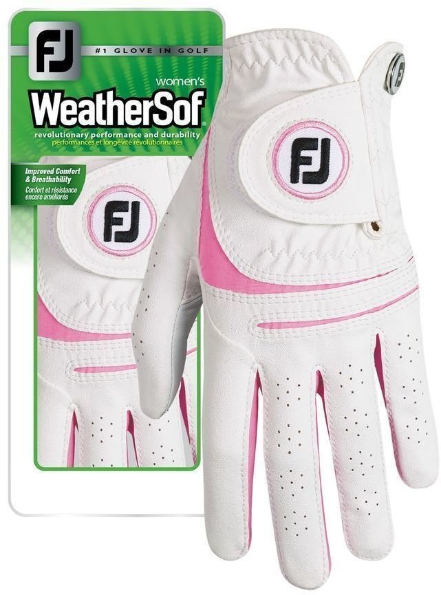 Gloves Footjoy WeatherSof Womens Golf Glove White/Pink LH M