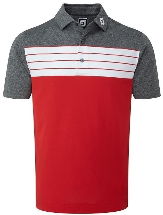 Polo Footjoy Stretch Pique Color Block Red/White/Charcoal S