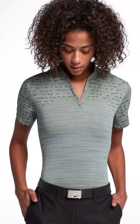 Polo-Shirt Nike Zonal Cooling Jacquard Damen Poloshirt Clay Green/Black L