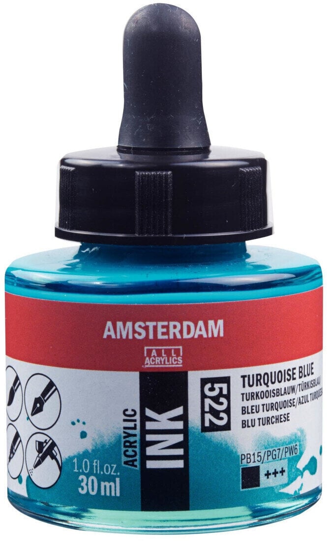 Ink Amsterdam 17205220 Acrylic Ink 522 Turqoise Blue 30 ml 1 pc