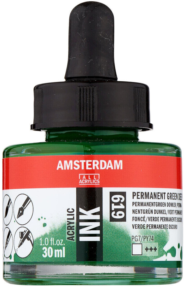Ink Amsterdam 17206190 Acrylic Ink 619 Permanent Green Deep 30 ml 1 pc