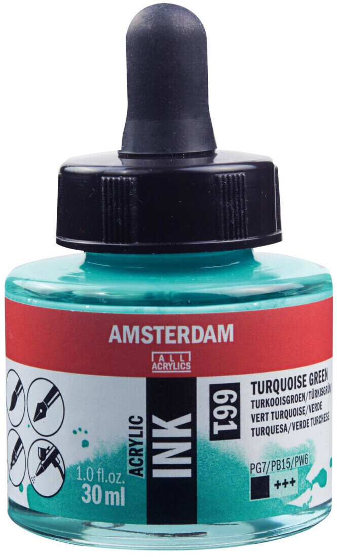Ink Amsterdam 17206610 Acrylic Ink 661 Turquoise Green 30 ml 1 pc