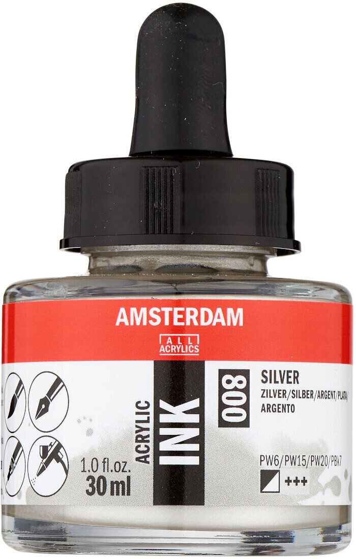 Atrament Amsterdam 17208000 Akrylový tuš 800 Silver 30 ml 1 ks