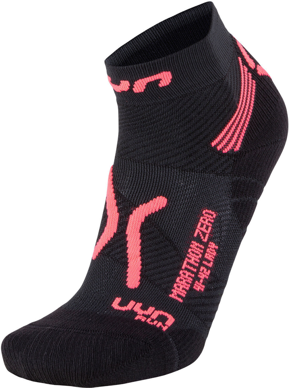 Meias de corrida UYN Run Marathon Zero Black-Coral Fluo 39/40 Meias de corrida