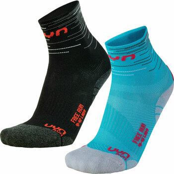Löparstrumpor UYN Free Run Socks 2 Pairs Turquoise-Svart 37/38 Löparstrumpor - 1