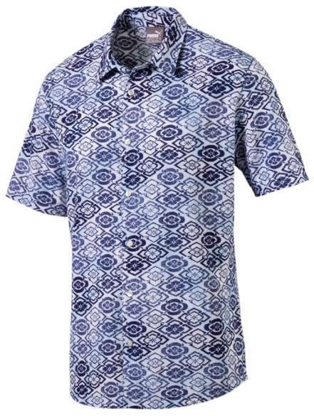 Polo Shirt Puma Mens Aloha Woven Shirt Peacoat-Print L