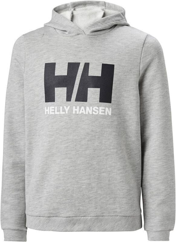 Kids Sailng Clothes Helly Hansen JR HH Logo Hoodie Grey Melange 140