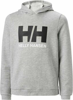 Kids Sailng Clothes Helly Hansen JR HH Logo Hoodie Grey Melange 140 - 1