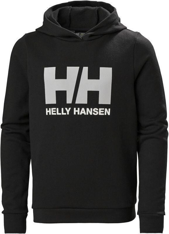 Kids Sailng Clothes Helly Hansen JR HH Logo Hoodie Black 152