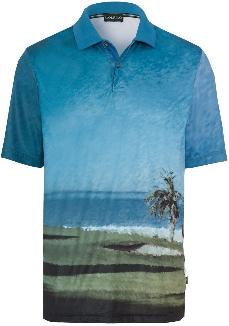 Polo košile Golfino All-over Printed Pánské Golfové Polo  Ocean 54