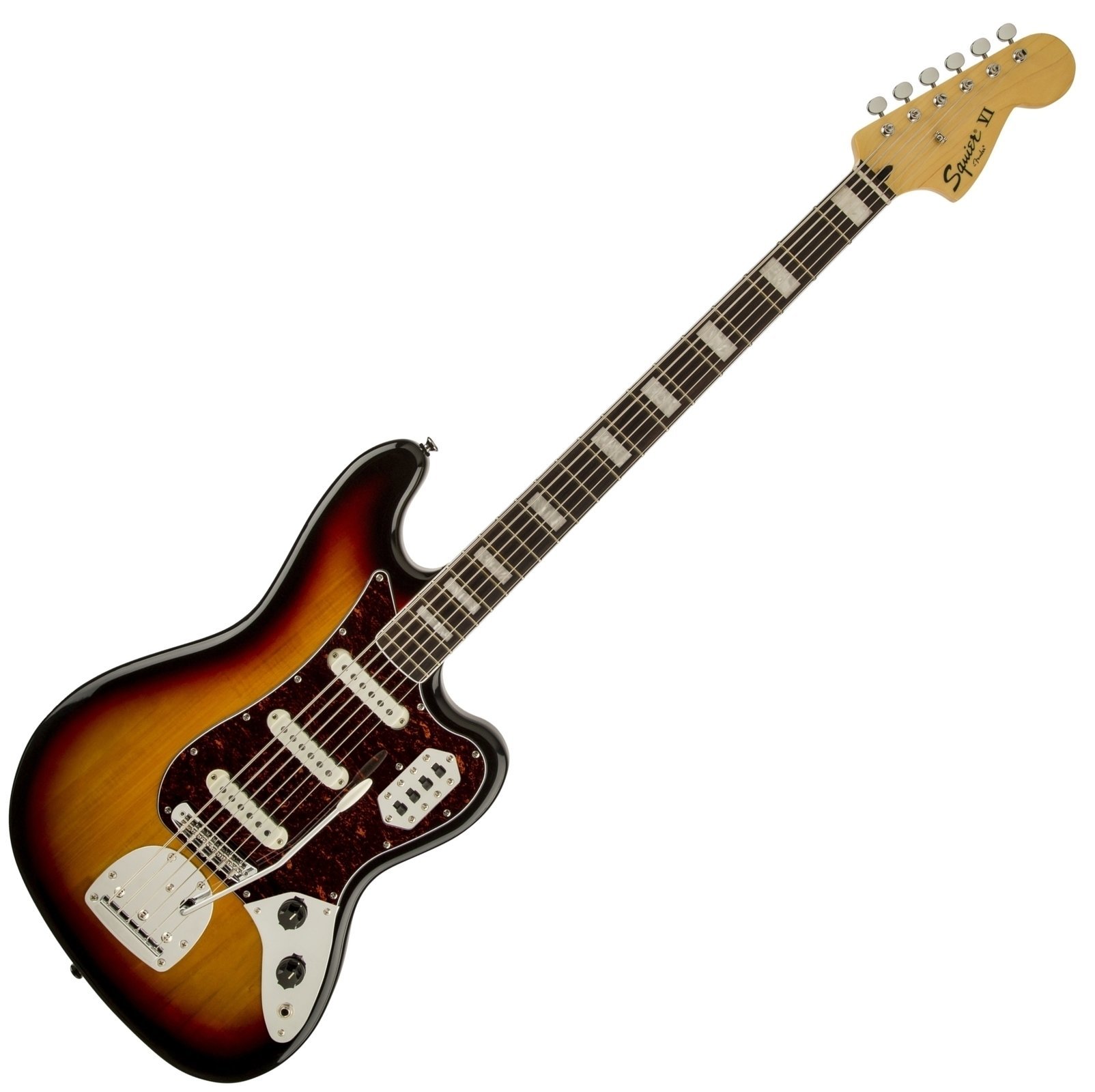 6-string Bassguitar Fender Squier Vintage Modified Bass VI IL 3-Color Sunburst