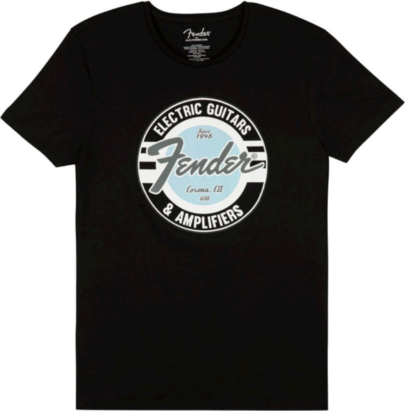 T-shirt Fender T-shirt Guitar And Amp Logo Black/Daphne Blue S