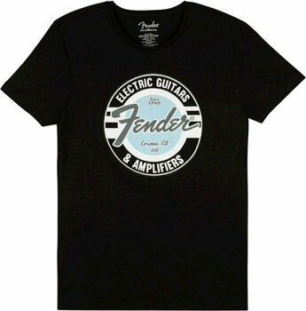 T-Shirt Fender T-Shirt Guitar And Amp Logo Black/Daphne Blue S - 1