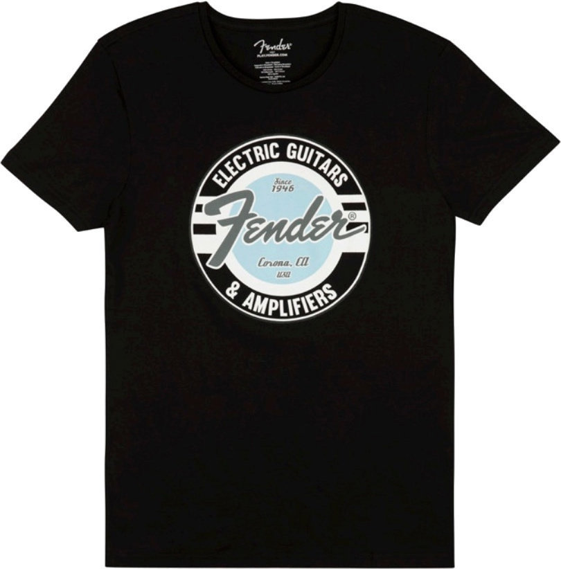 T-shirt Fender Guitar And Amp Logo Black/Daphne Blue 2XL T-shirt