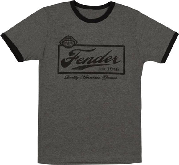 Shirt Fender Beer Label Ringer T Grey/Black M