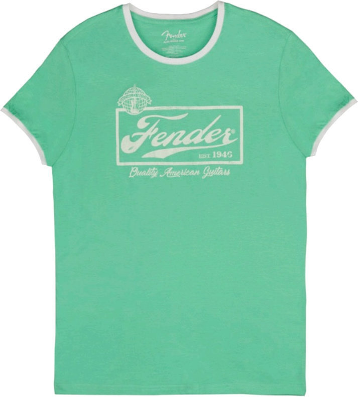 T-Shirt Fender T-Shirt Beer Label Ringer Sea Foam Green/White L