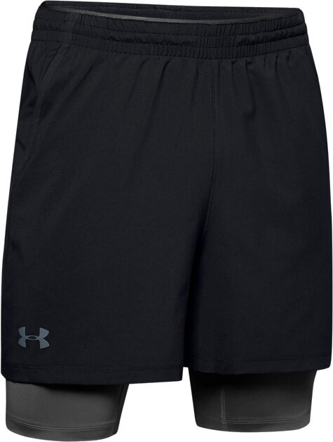 Lühikesed jooksupüksid Under Armour Qualifier 2-in-1 Mens Shorts Black/Pitch Gray/Pitch Gray S