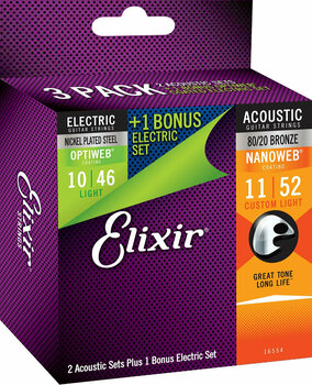 Χορδές για Ακουστική Κιθάρα Elixir 16554 Acoustic/Electric Multi Pack - 1