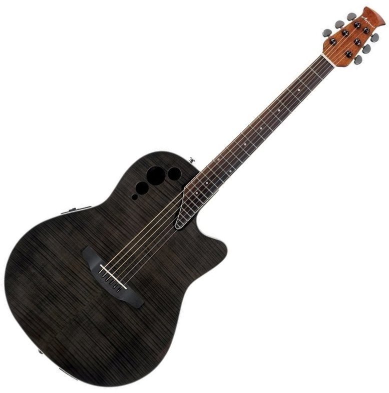 Elektro-akoestische gitaar Ovation Applause AE44IIP Mid Cutaway Transparent Black Flame