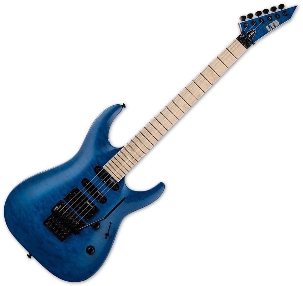 Electric guitar ESP LTD MH-203QM See Thru Blue