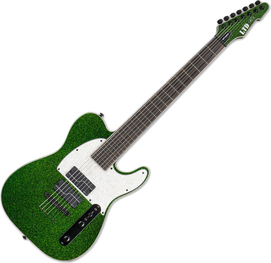 Guitarra elétrica de 7 cordas ESP LTD SCT-607B Stephen Carpenter Green Sparkle