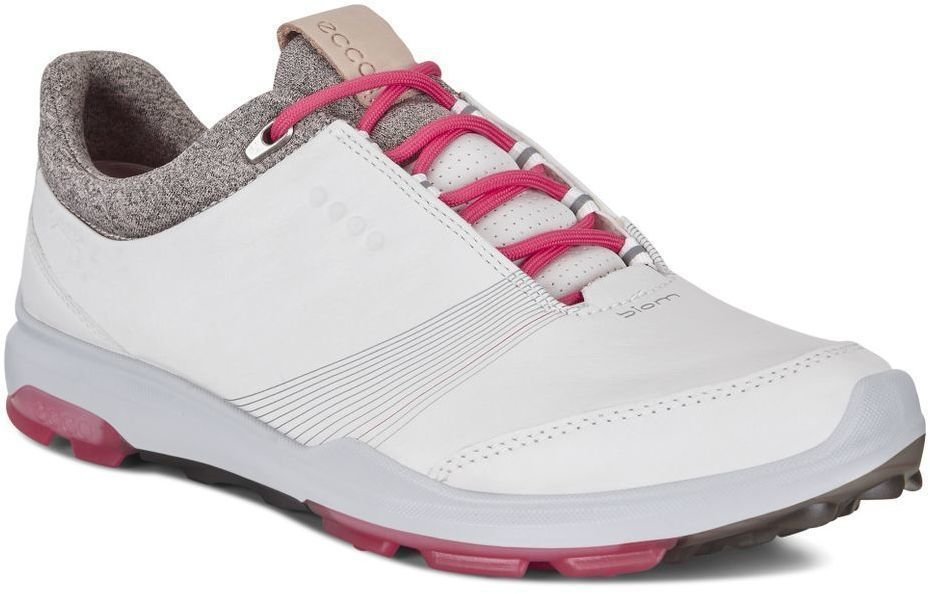 Ženski čevlji za golf Ecco Biom Hybrid 3 Womens Golf Shoes White/Teaberry 35