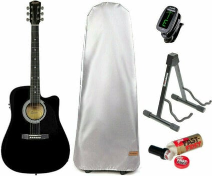 electro-acoustic guitar Fender Squier SA-105CE Black SET Black - 1