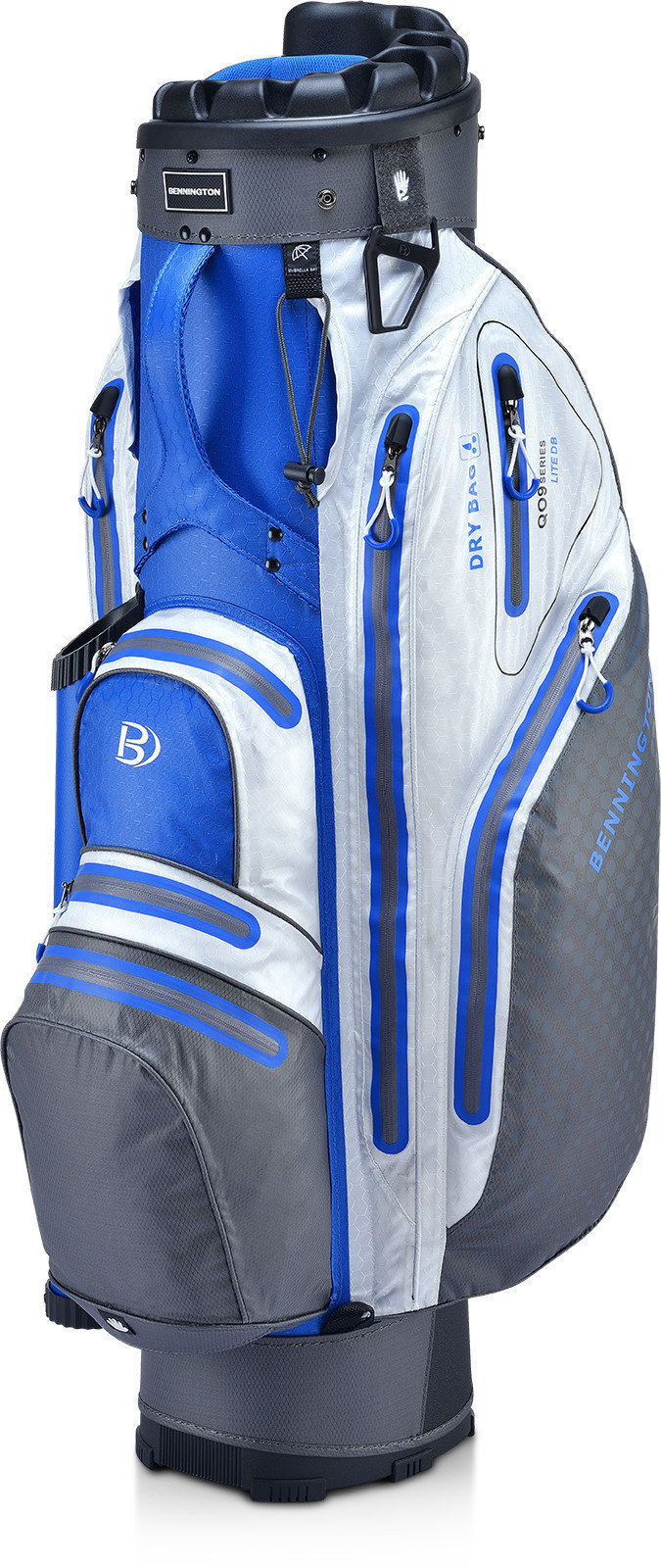 Sac de golf Bennington QO 9 Lite Waterproof Canon Grey/Royal/White Cart Bag