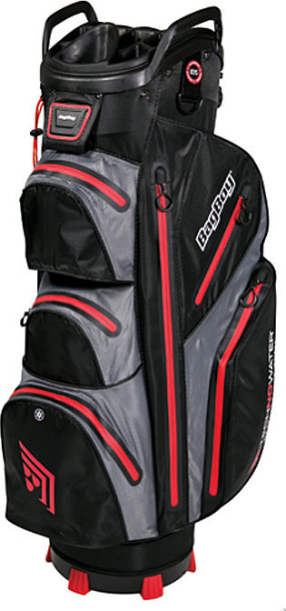 Geanta pentru golf BagBoy Techno 302 Waterproof Black/Charcoal/Red Cart Bag
