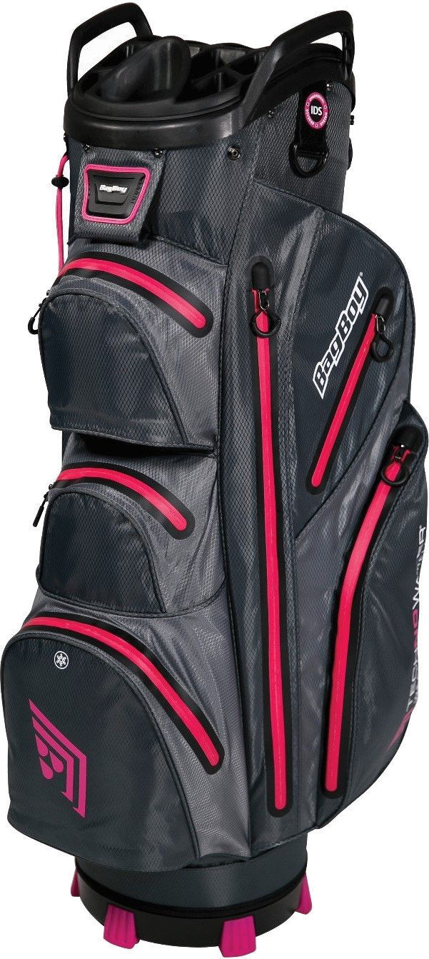 Golf torba BagBoy Techno 302 Waterproof Slate/Charcoal/Pink Cart Bag
