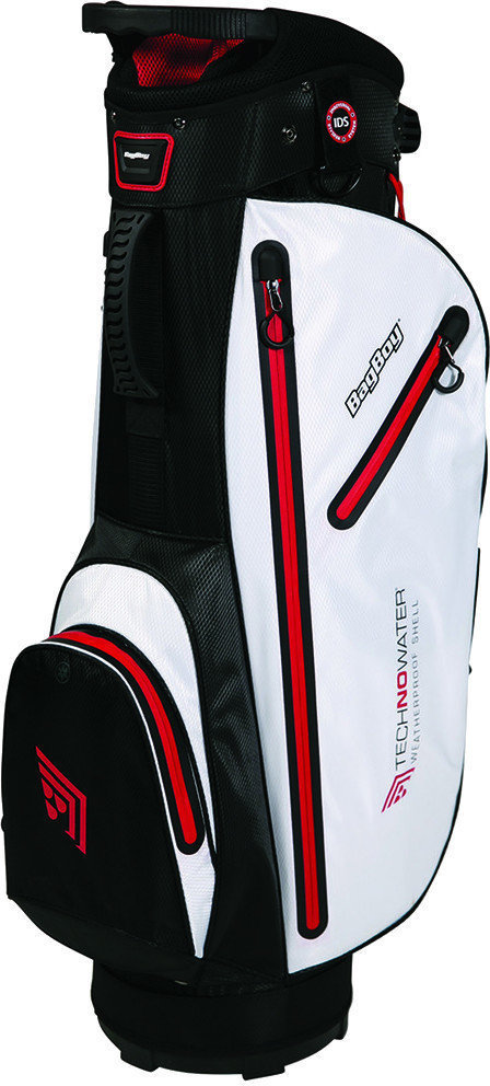 Golf torba BagBoy Techno 311 Waterproof White/Black/Red Cart Bag
