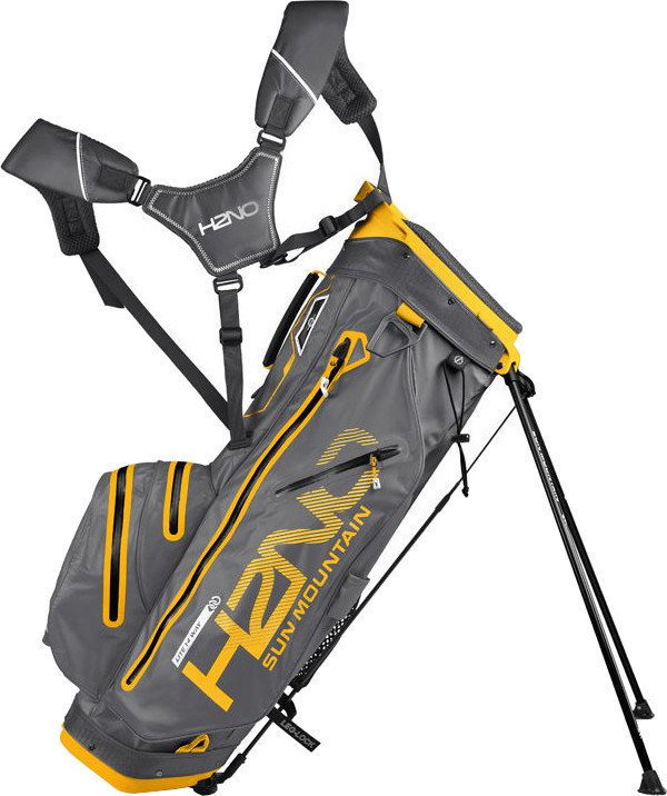 Golfbag Sun Mountain H2NO 14-Way Waterproof Gunmetal/Yellow Stand Bag 2018