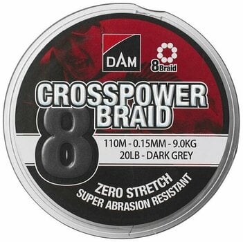 Fiskesnøre DAM Crosspower 8-Braid Dark Grey 0,10 mm 5,4 kg 150 m - 1