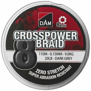 Angelschnur DAM Crosspower 8-Braid Dark Grey 0,13 mm 7,2 kg 150 m - 1