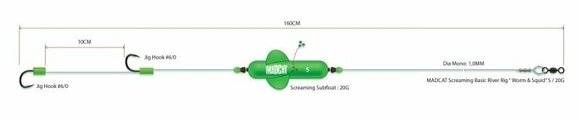 Angelschnur MADCAT Screaming Basic River Rig Worm & Squid Transparent 1,00 mm S # 10 100 lbs 160 cm Rigs - 1
