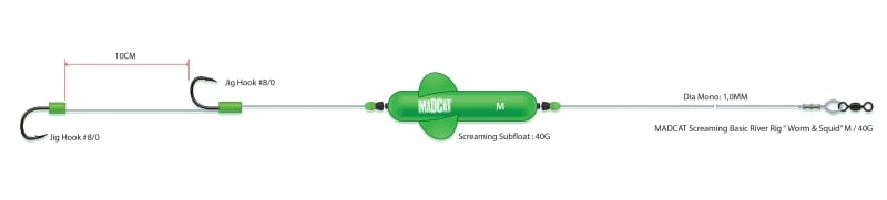 MADCAT Screaming Basic River Rig Worm & Squid Transparent 1,00 mm M # 8 100  lbs 160 cm - Muziker