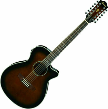 12-snarige elektrisch-akoestische gitaar Ibanez AEG1812II Dark Violin Sunburst - 1