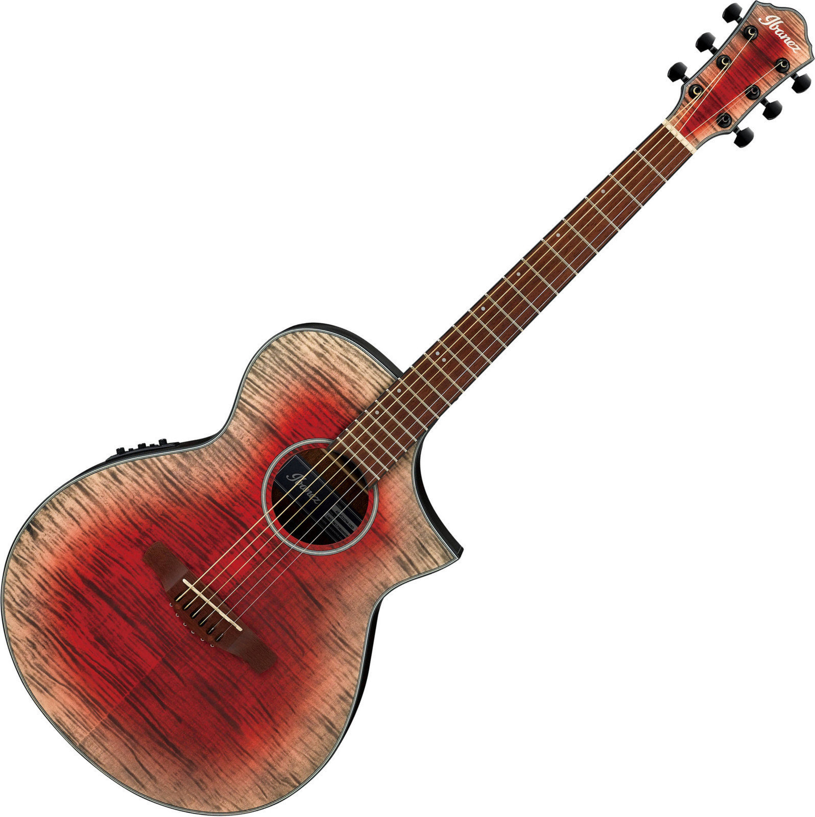Elektroakusztikus gitár Ibanez AEWC32FM Glacier Red Low Gloss