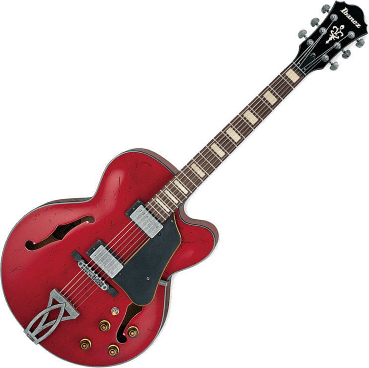 Halbresonanz-Gitarre Ibanez AFV10A Transparent Cherry Red Low Gloss