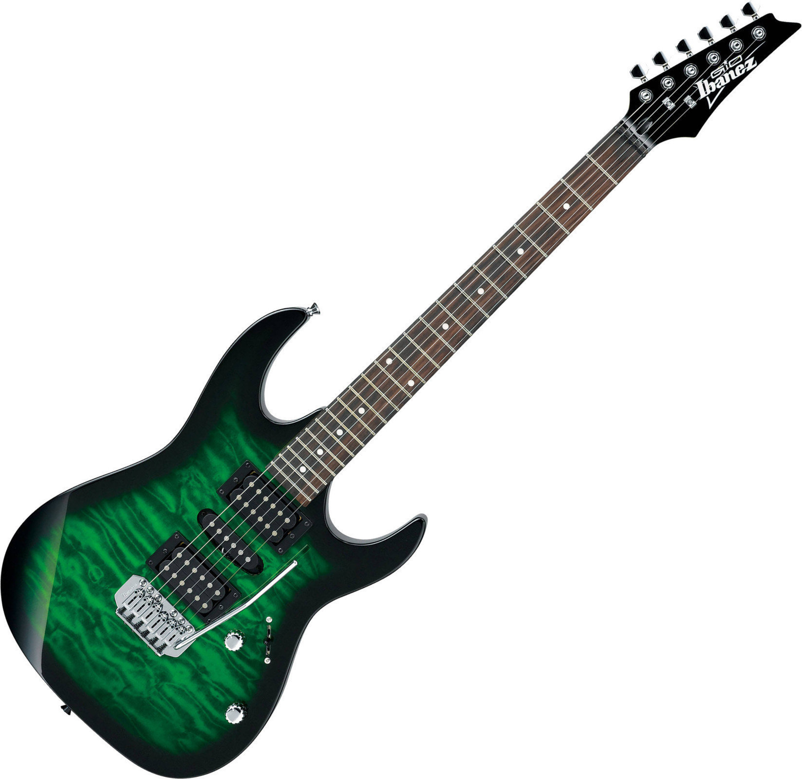 Guitare électrique Ibanez GRX70QA Transparent Emerald Burst