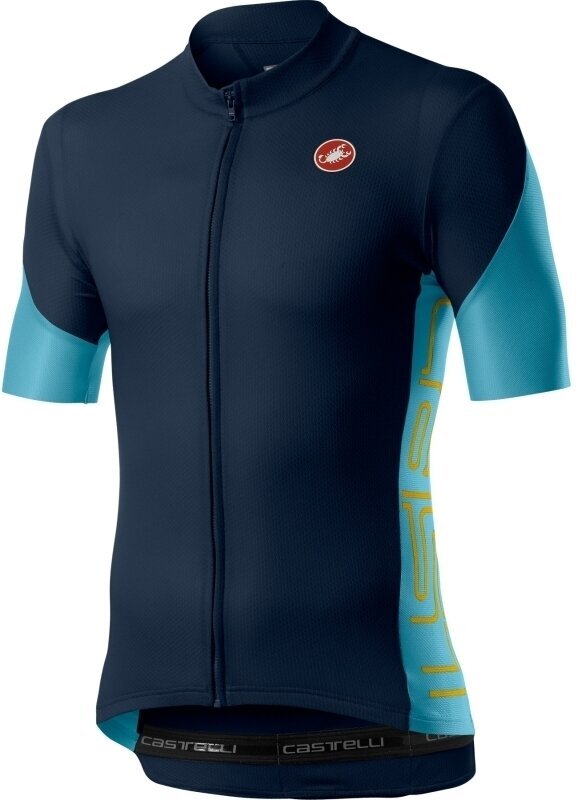Maglietta ciclismo Castelli Entrata V Jersey Maglia Savile Blue/Celeste/Saffron M