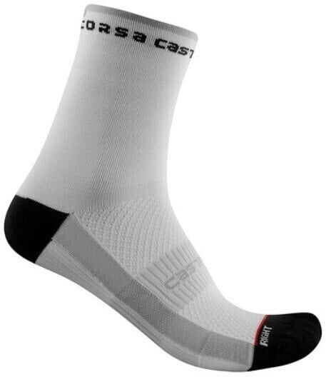 Biciklistički čarape Castelli Rosso Corsa W 11 Sock White L/XL Biciklistički čarape