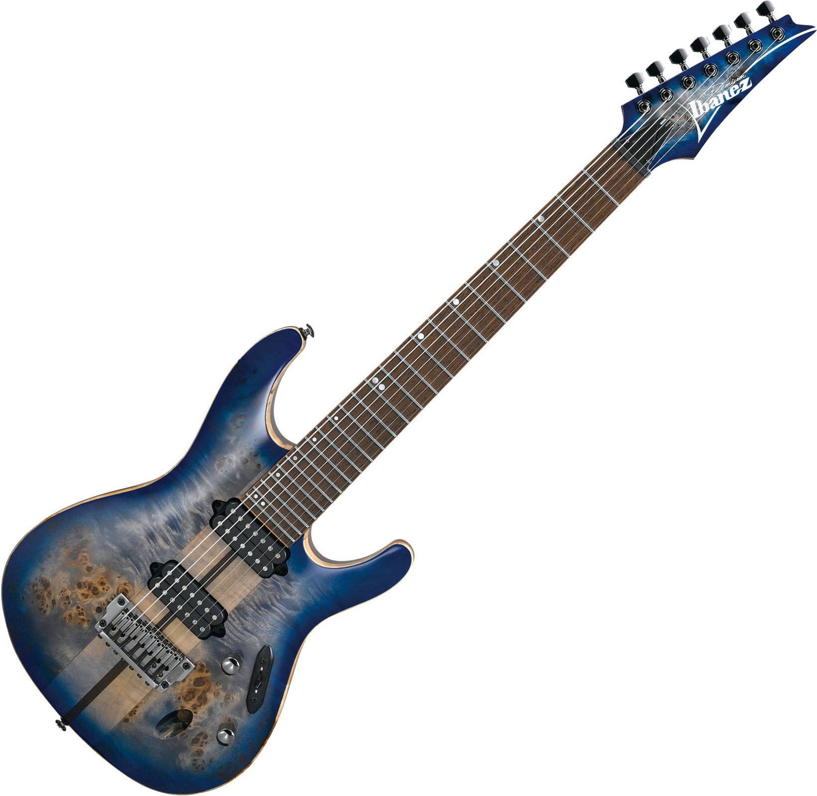 Guitarra elétrica de 7 cordas Ibanez S1027PBF-CLB Cerulean Blue Burst