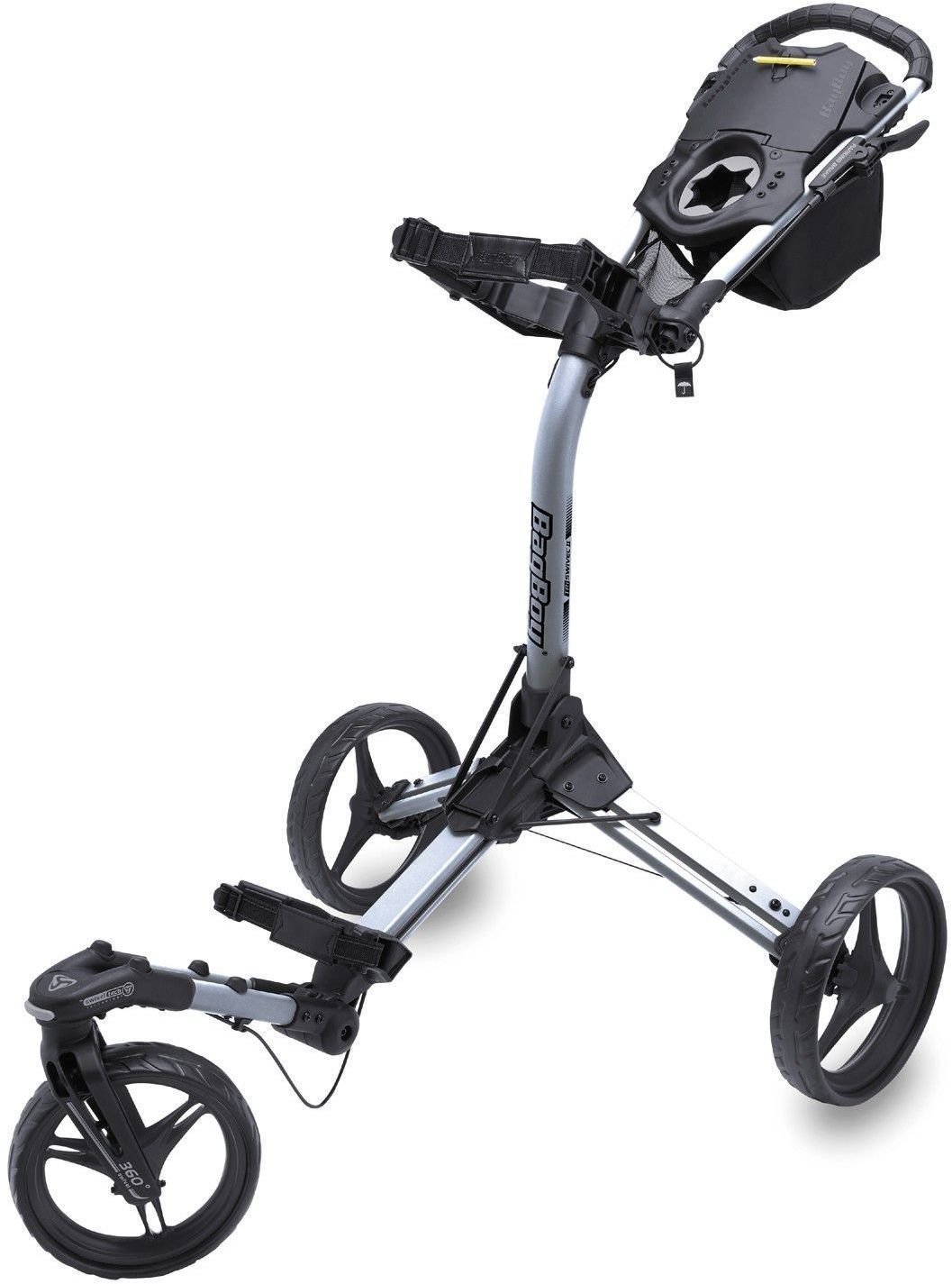 Ročni voziček za golf BagBoy Tri Swivel 2.0 Silver/Black Golf Trolley