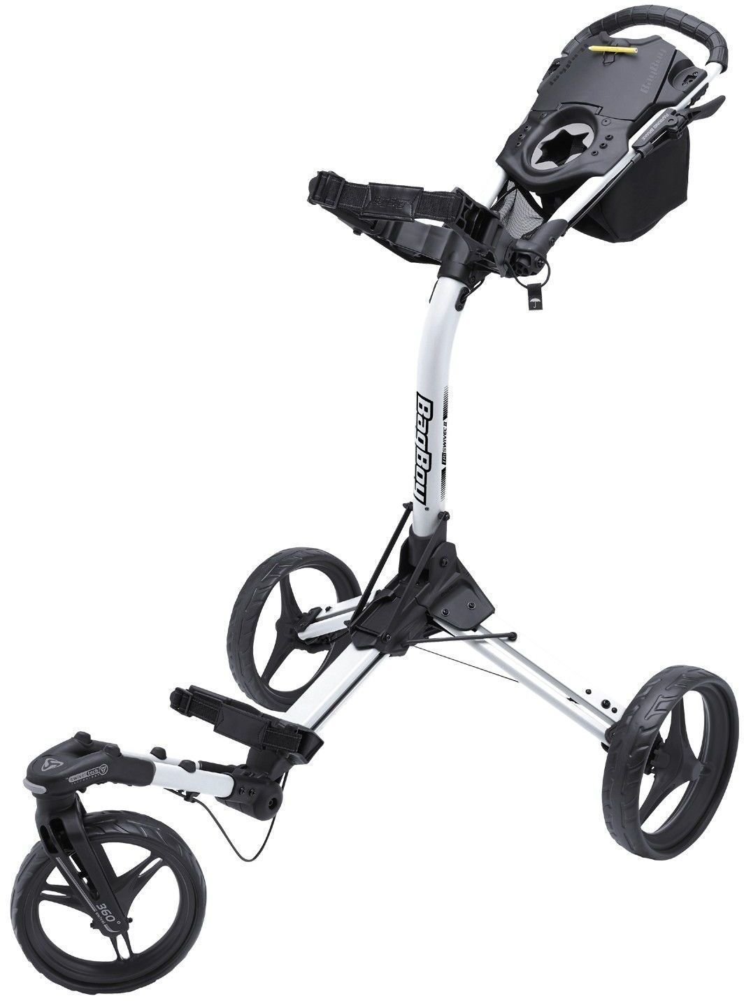Ročni voziček za golf BagBoy Tri Swivel 2.0 Ultra Compact Deluxe Swivel Wheel White/Black