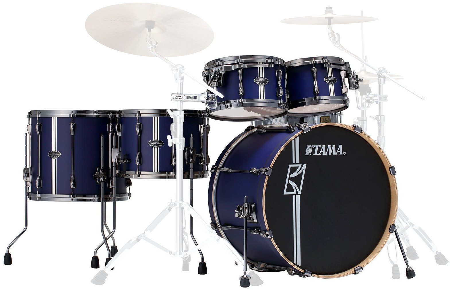 Akustik-Drumset Tama ML52HZBN2 Superstar Hyper‐Drive Maple Duo Satin Blue Vertical Stripe