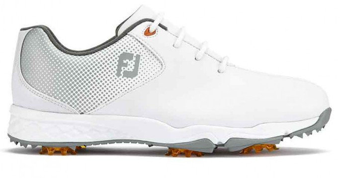 Calçado de golfe júnior Footjoy DNA Junior Golf Shoes White/Silver US 3