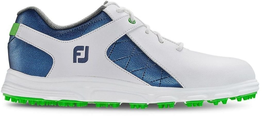 Pantofi de golf pentru copii Footjoy Pro SL Junior Golf Shoes White/Blue US 2