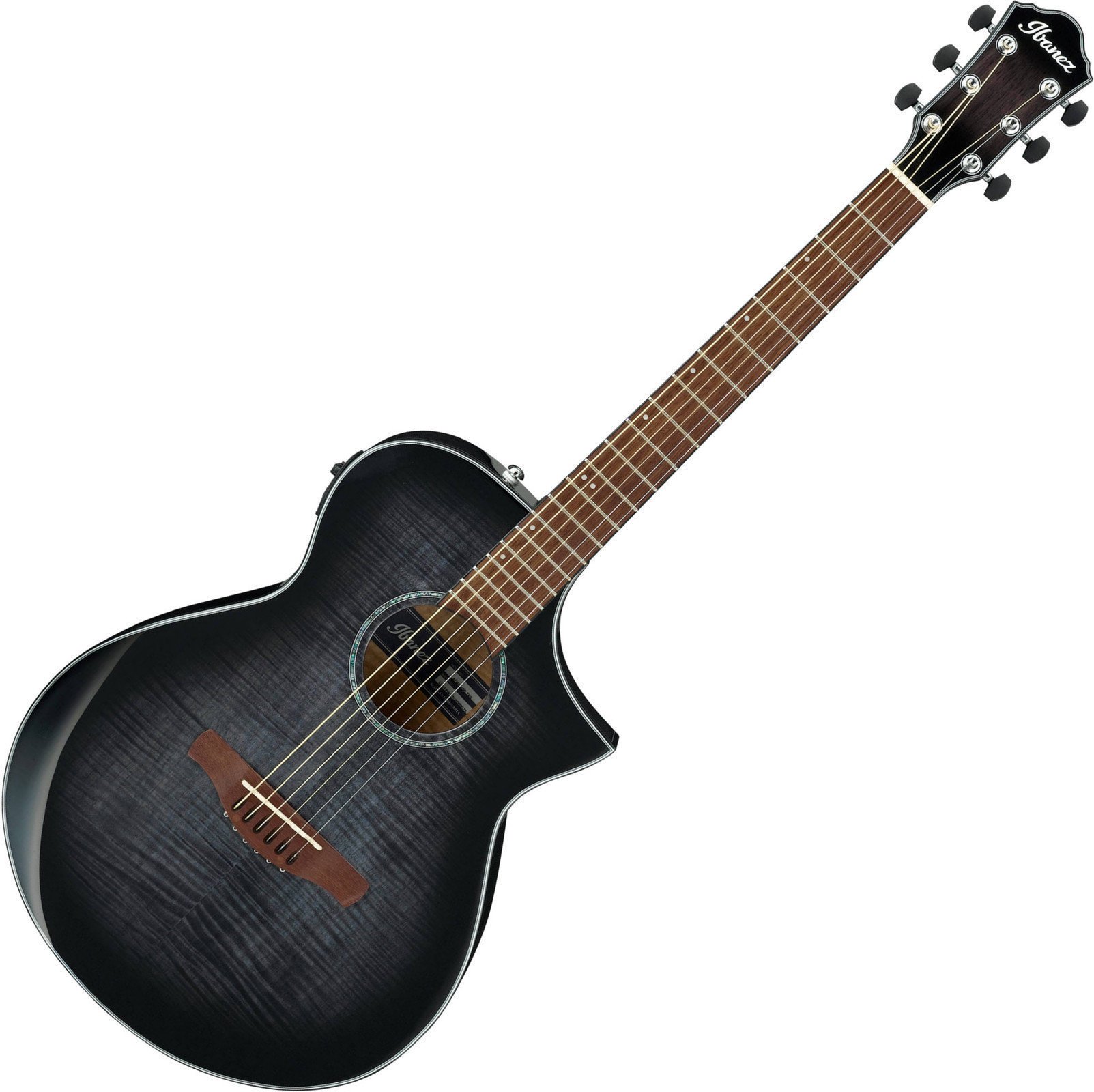 Guitare Jumbo acoustique-électrique Ibanez AEWC400-TKS Transparent Black Sunburst